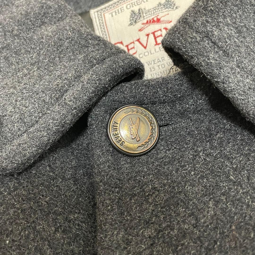 イタリア製 SEVENTY カシミヤ混 ステンカラーコート マキシ丈 金ボタン