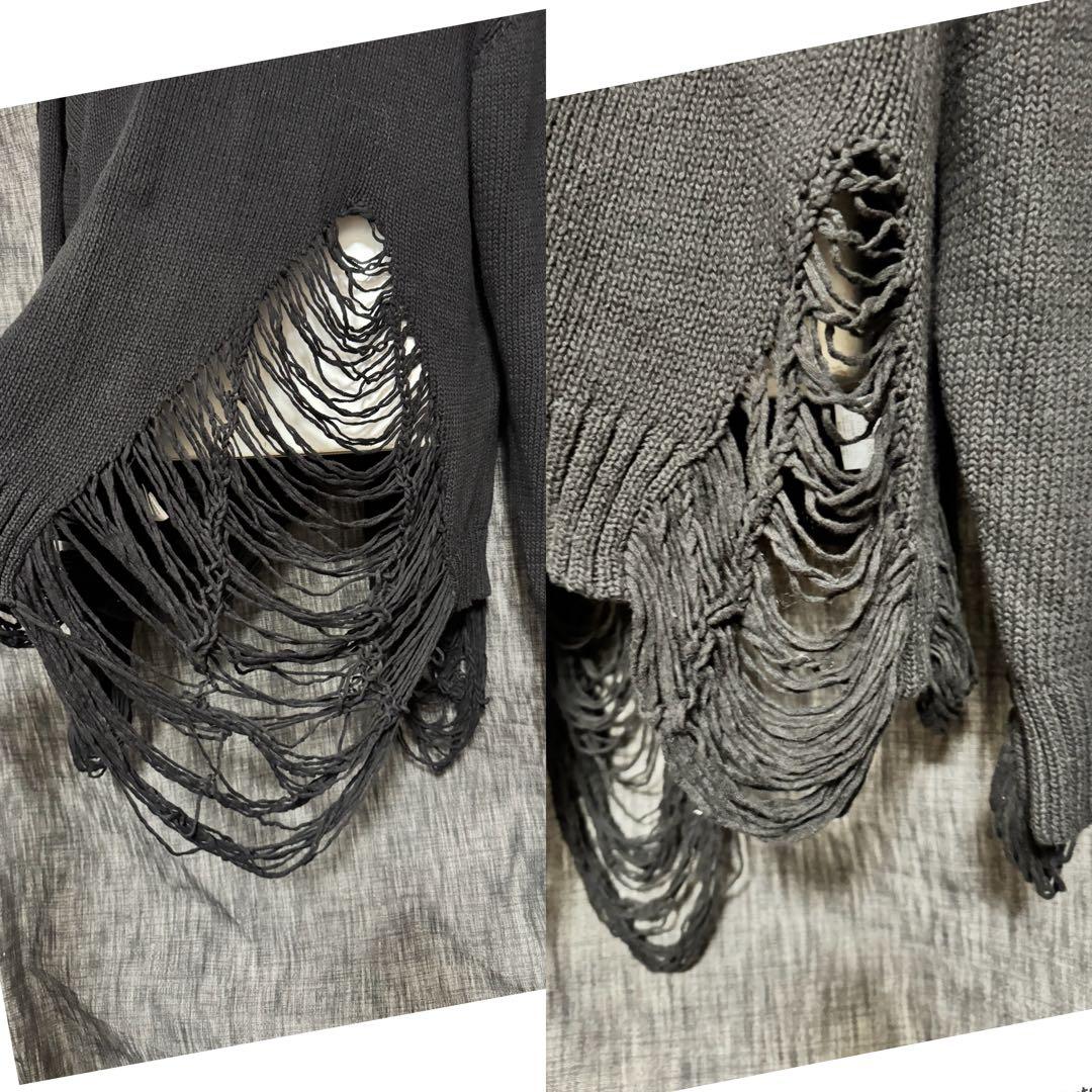 定価30800円　23SS DISCOVERD デストロイニットカーディガン　黒