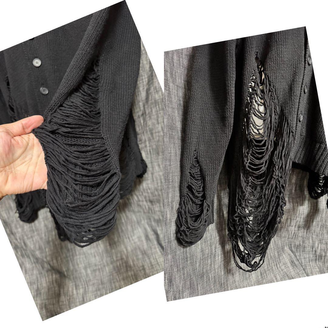 定価30800円　23SS DISCOVERD デストロイニットカーディガン　黒