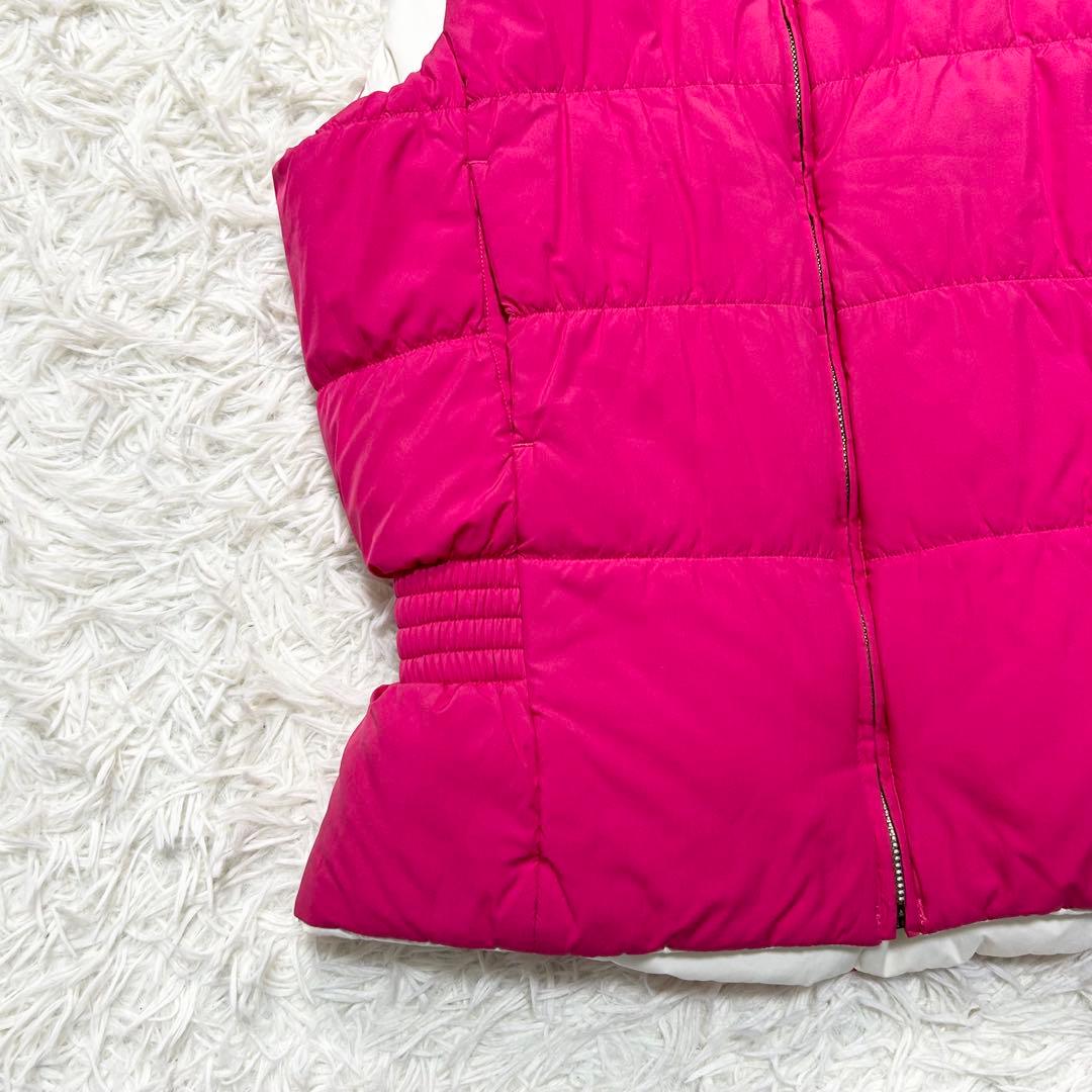 極上品 ラルフローレン ダウンベスト ポニー 白 ピンク リバーシブル 金金具
