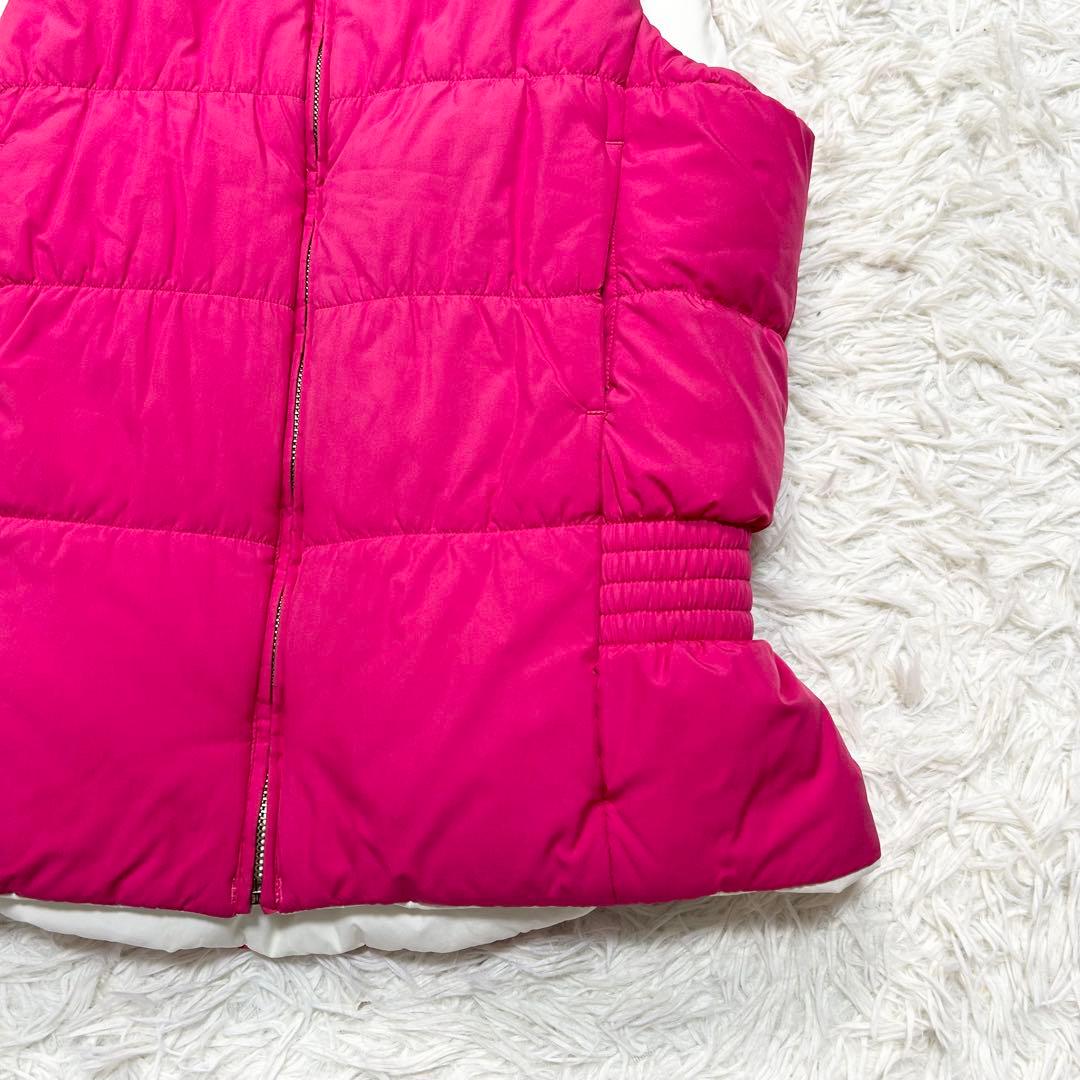 極上品 ラルフローレン ダウンベスト ポニー 白 ピンク リバーシブル 金金具