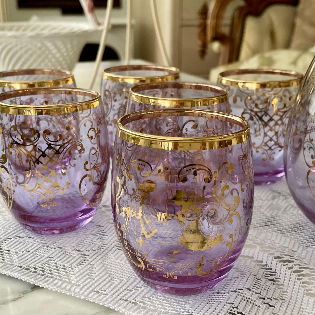 r207 チェコ ボヘミアガラス デキャンタ・グラス6点セット