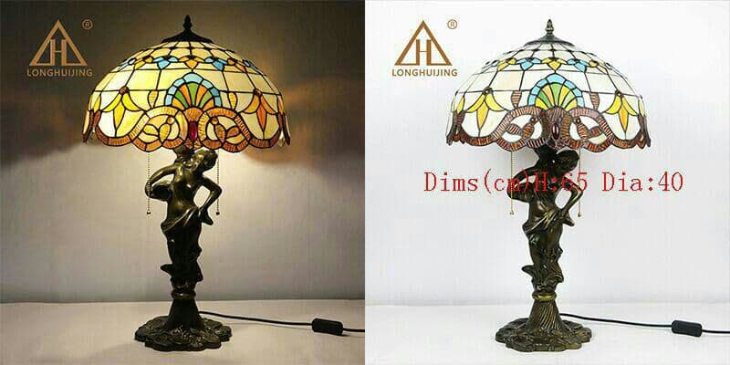 ティファニースタイルテーブルランプ電気スタンドガラスランプ\r バロックの女神6