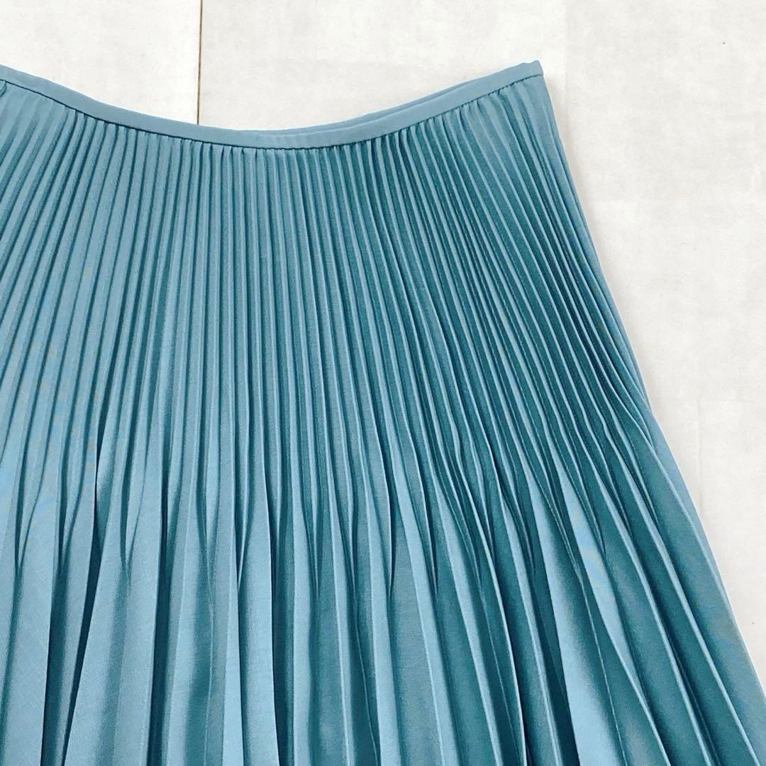 極美品 現行タグ FENDI モヘア プリーツスカート ロング ターコイズブルー