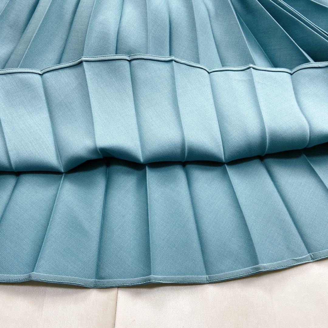 極美品 現行タグ FENDI モヘア プリーツスカート ロング ターコイズブルー