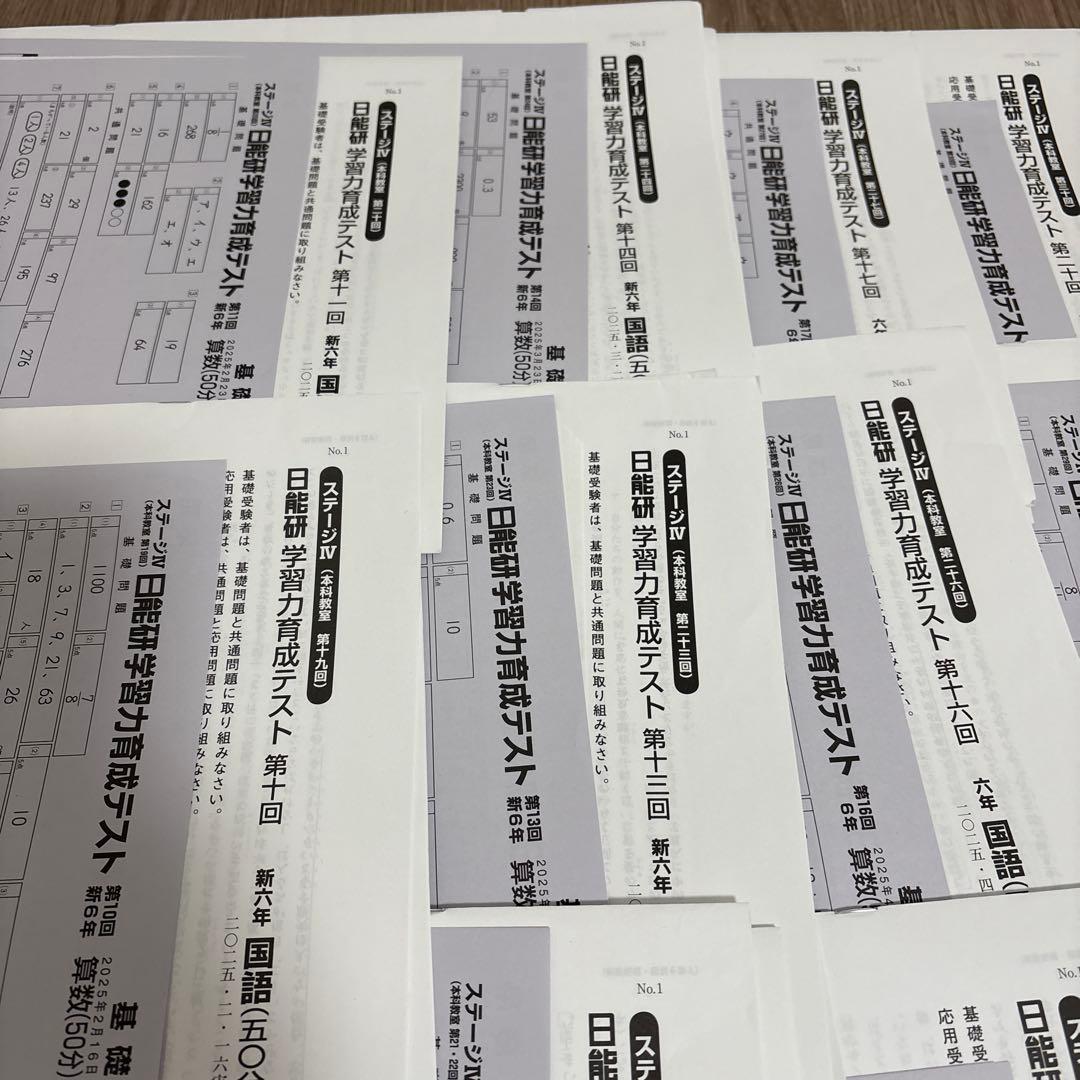 2025年度　日能研　6年　前期　育成テスト 17回分