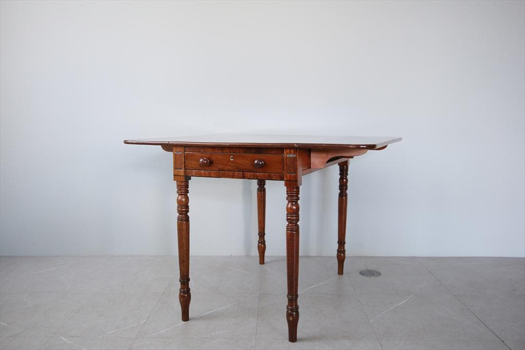 英国アンティーク木製ドロップリーフテーブル/バタフライ/ダイニング机(92-34