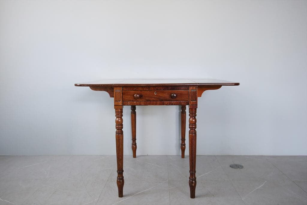 英国アンティーク木製ドロップリーフテーブル/バタフライ/ダイニング机(92-34