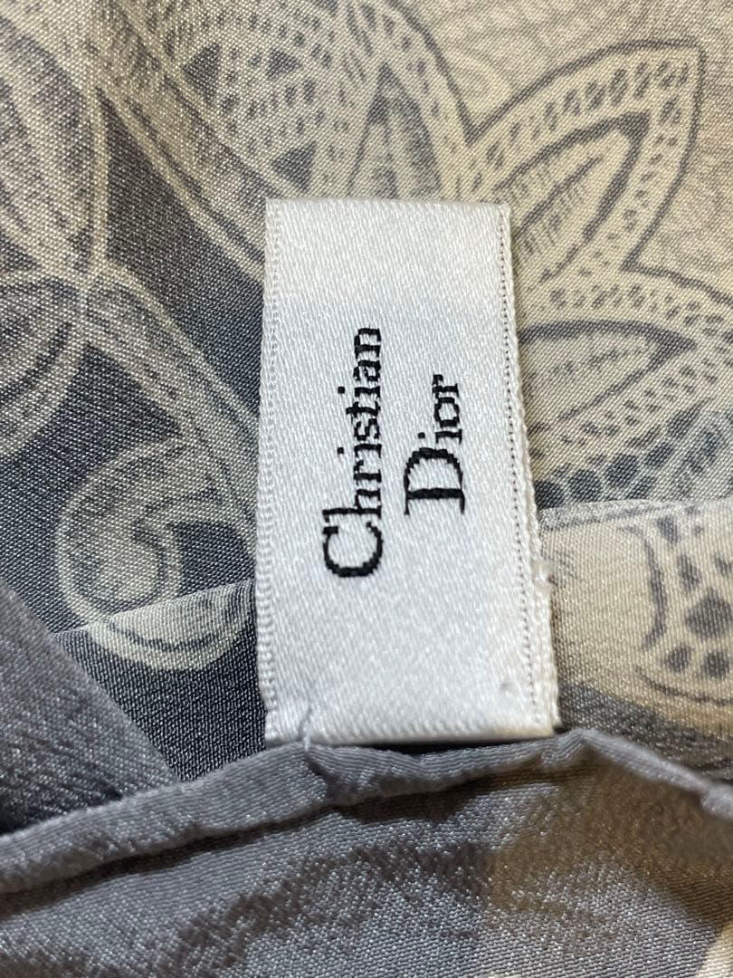【極美品】ChristianDior 花束プリント スカーフ　綿100%