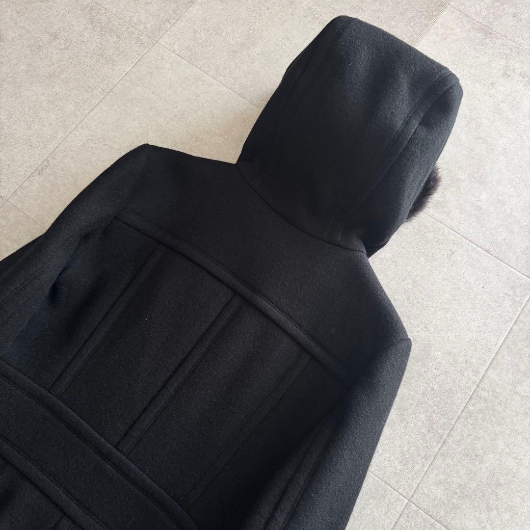 バーバリーブルーレーベル　コート　ノバチェック　2WAY　黒　40　カシミヤ混