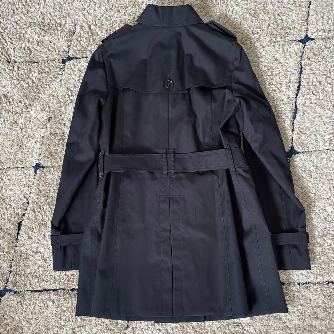 【タグ付き✨】バーバリーロンドン　トレンチコート　メガチェック　レザー　紺　40
