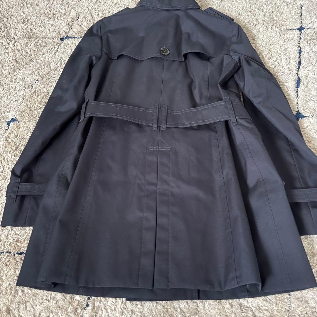 【タグ付き✨】バーバリーロンドン　トレンチコート　メガチェック　レザー　紺　40