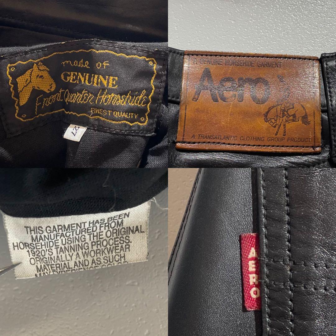 入手困難✨ エアロレザー レザーパンツ ホースハイド 馬革 バイク ブラック