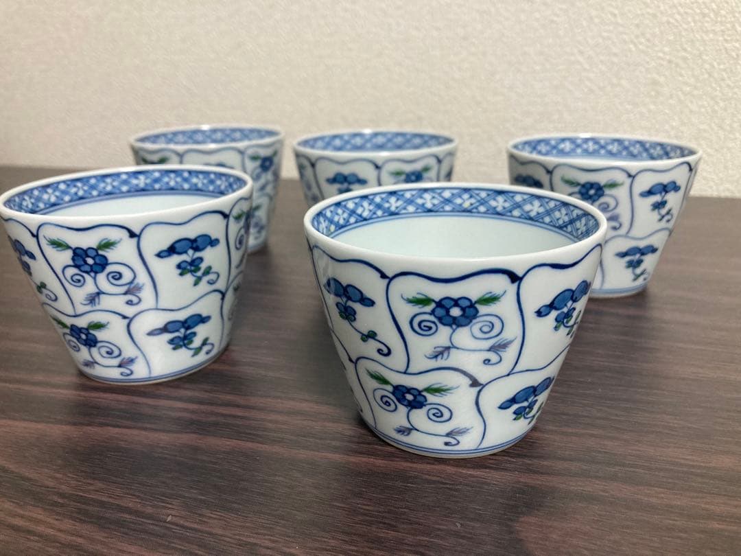 源右衛門窯　染錦なずな紋　蕎麦猪口