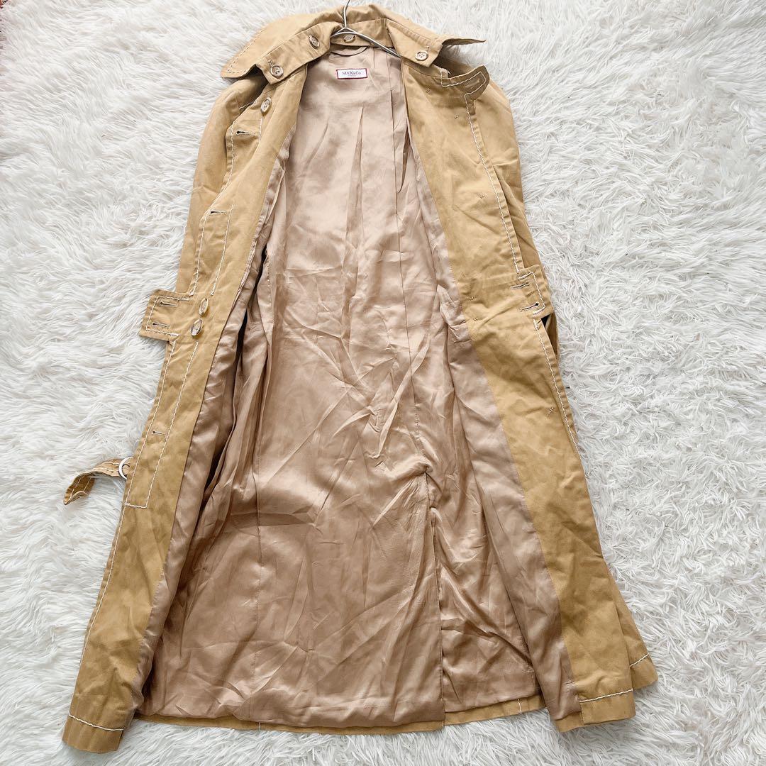 【美品】マックスマーラ ロングスプリングコート 袖ベルト 大きいサイズ 刺繍