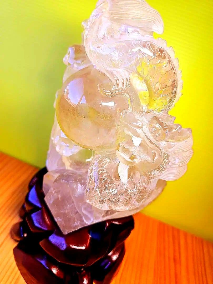 超巨大‼️虹入り✡️マニカラン産 龍神水晶とゴールドルチル丸玉の2点セット