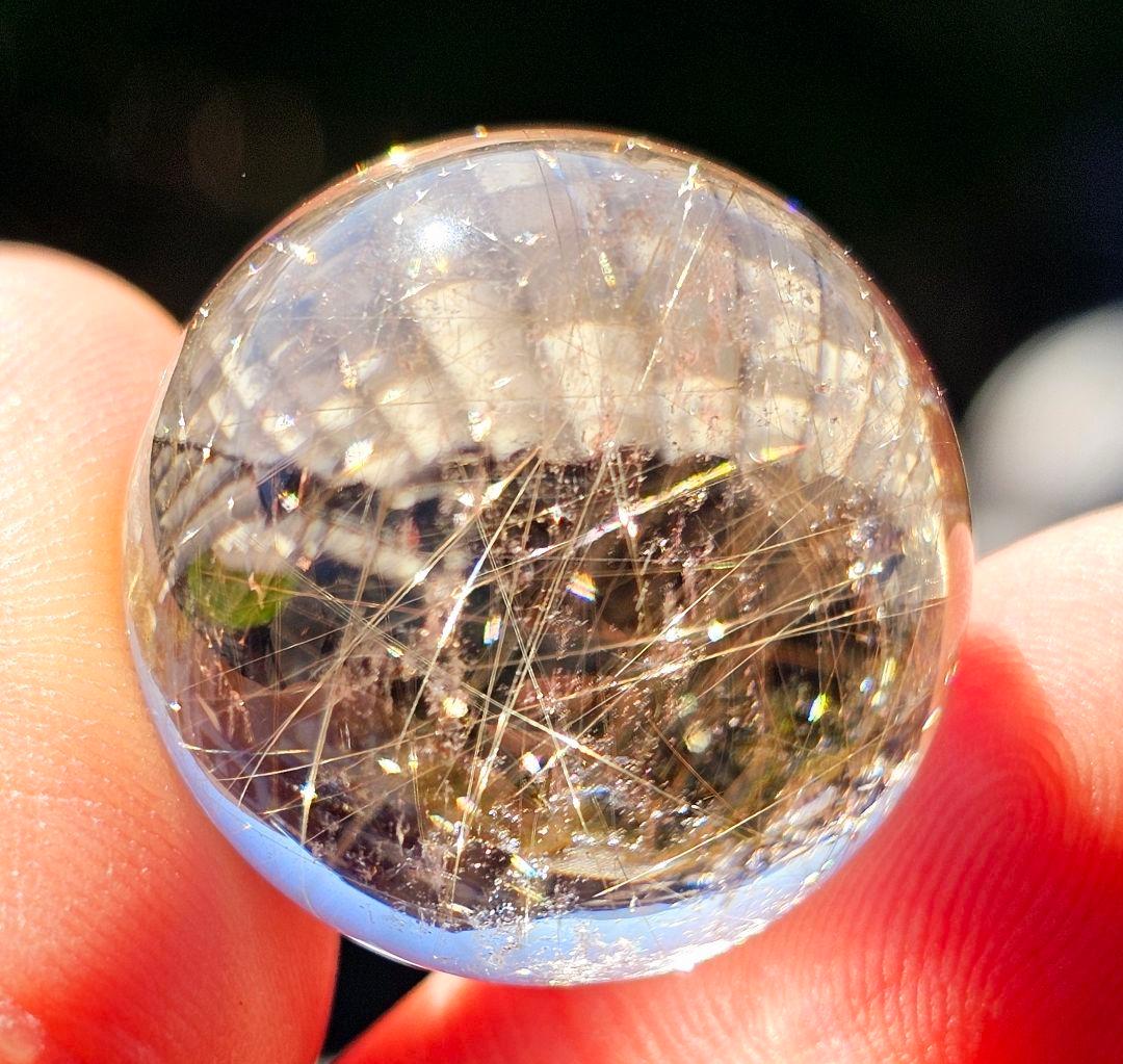 超巨大‼️虹入り✡️マニカラン産 龍神水晶とゴールドルチル丸玉の2点セット