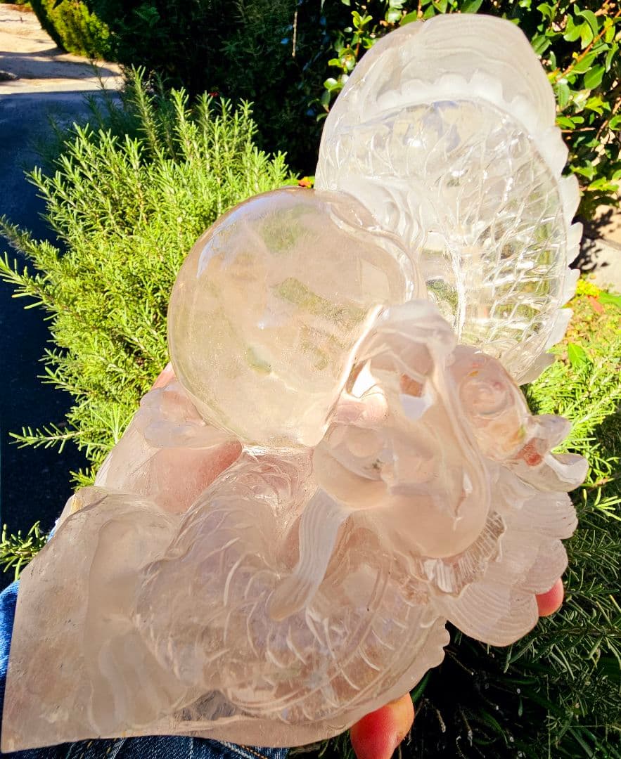 超巨大‼️虹入り✡️マニカラン産 龍神水晶とゴールドルチル丸玉の2点セット