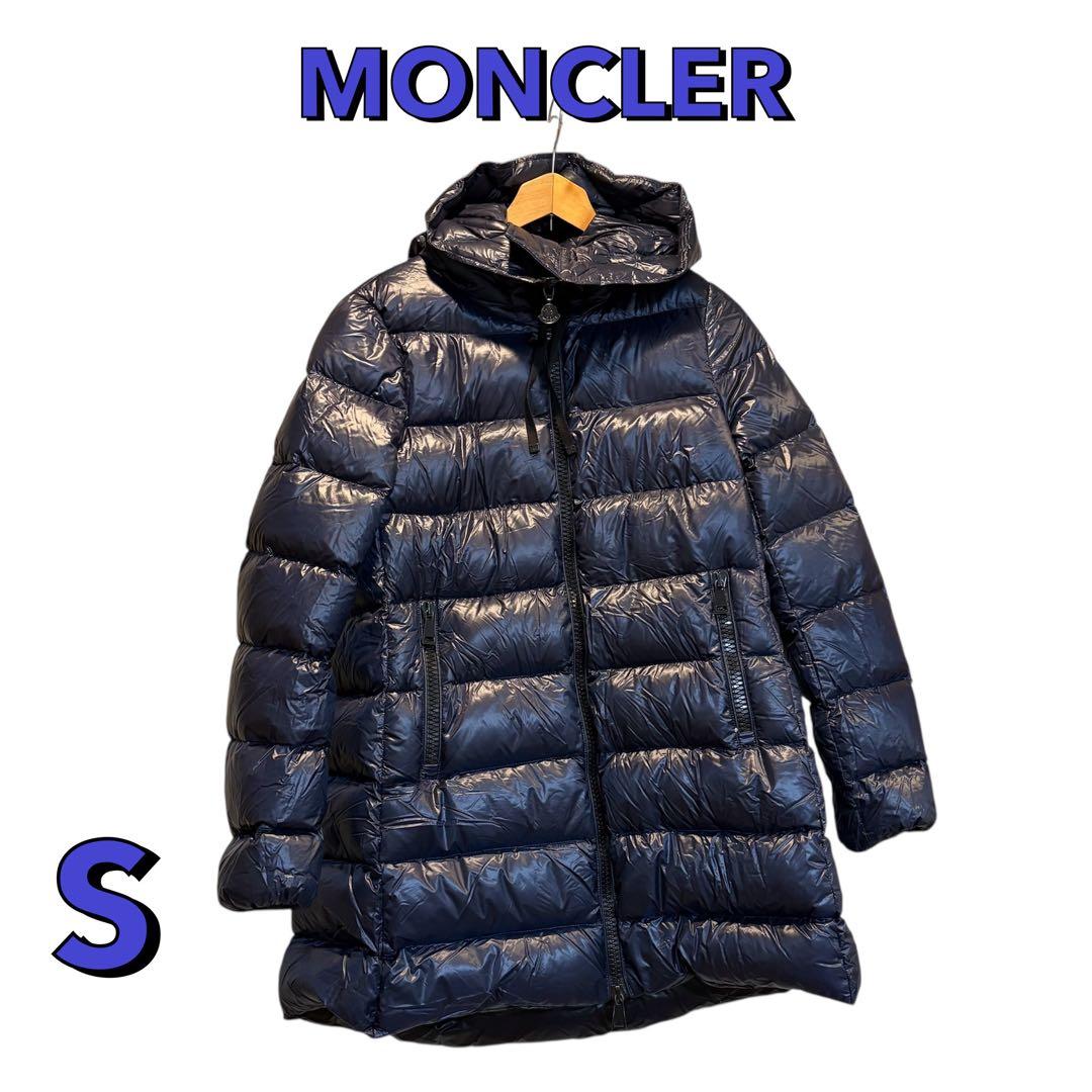レディース　モンクレール　ダウンジャケット　ダウン　ジャケット　フード　紺色　S