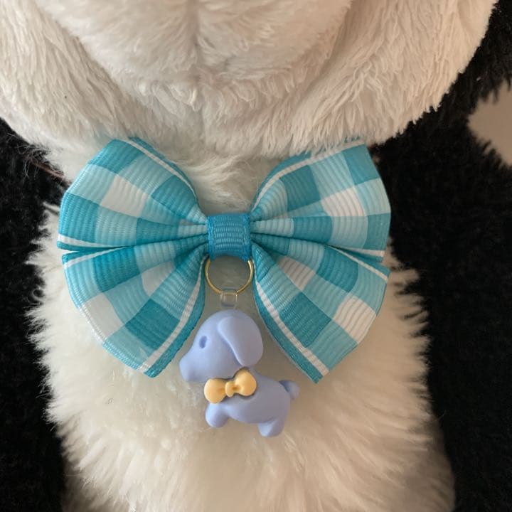 109.チェックリボン&わんこのチョーカー　20本