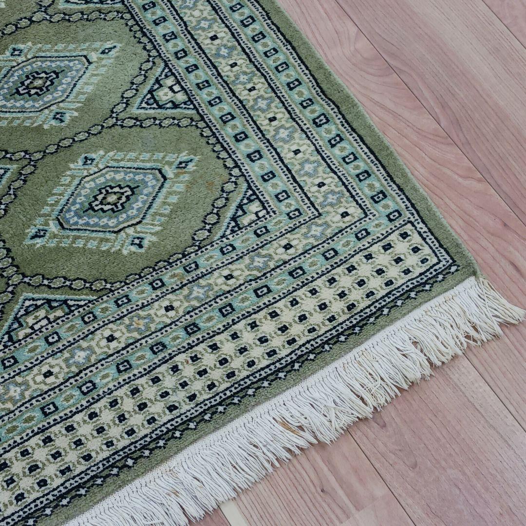 専用 Y2208 パキスタン絨毯 ウール×コットン 手織り 139×89㎝