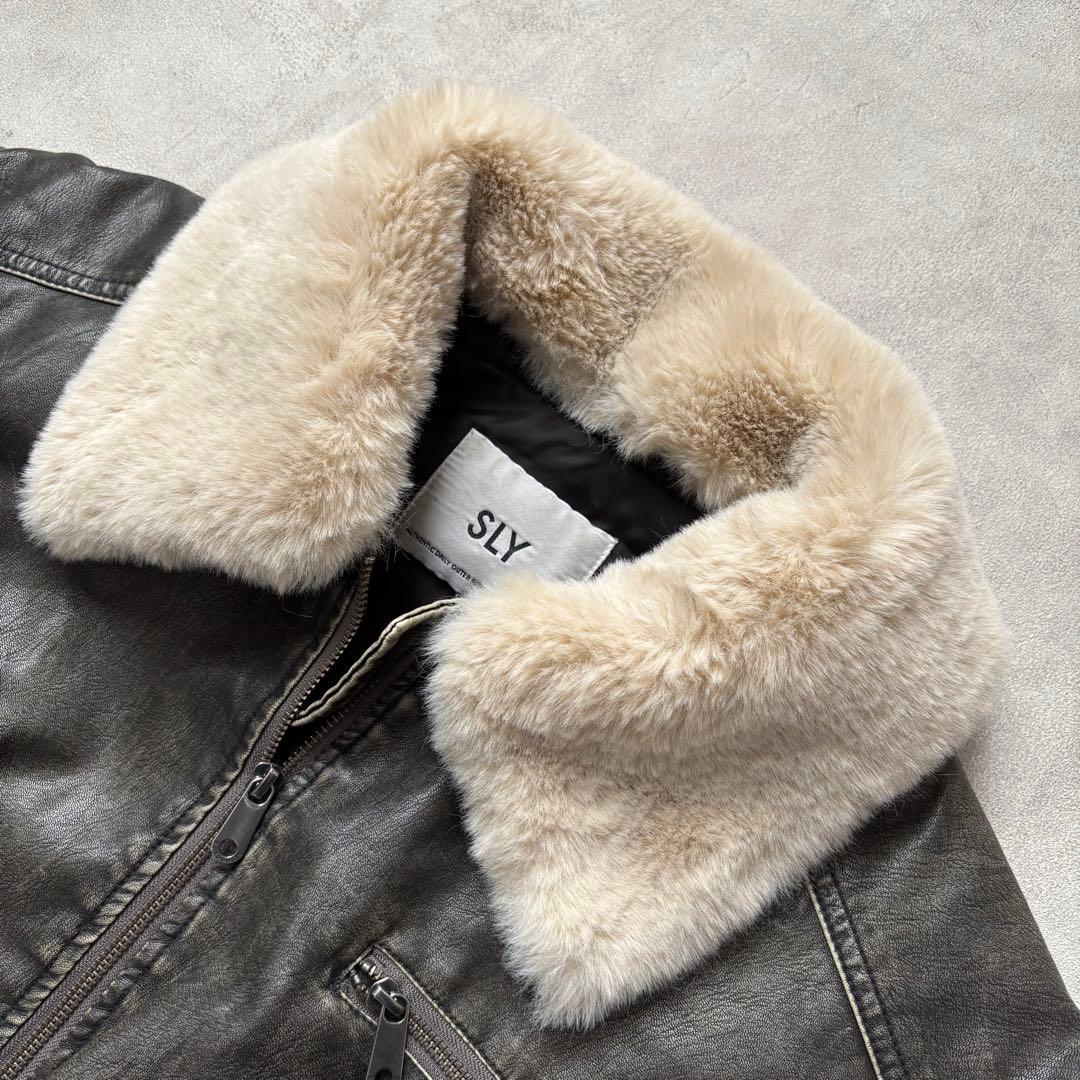 SLY アウター ヴィンテージ フェイクレザー ショート ブルゾン ブラック