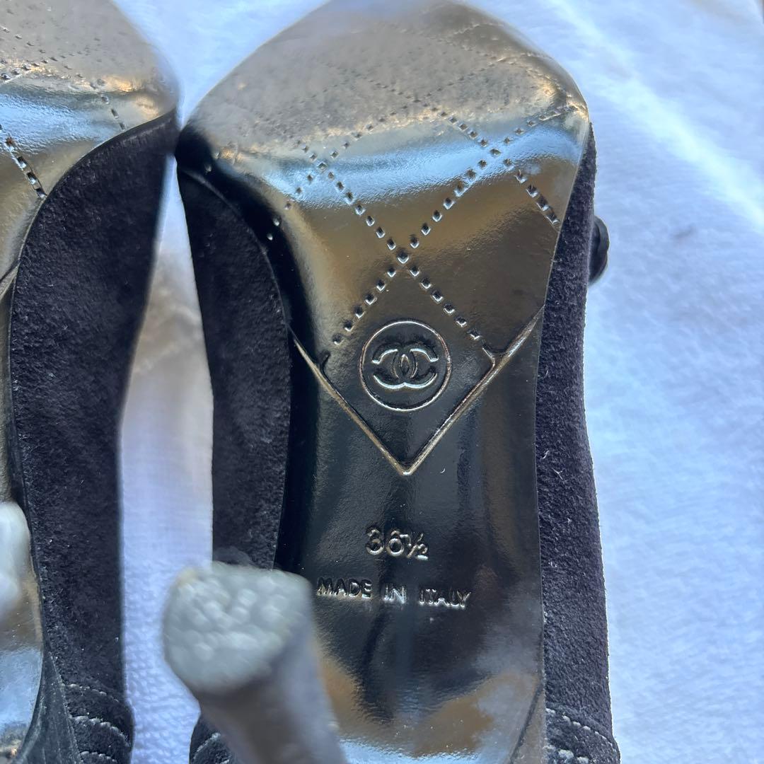 CHANEL シャネル ココマーク パンプス 黒 スエード ピンヒール 36.5