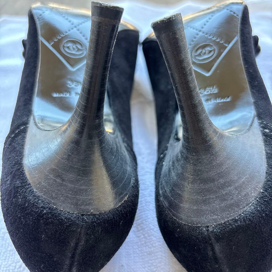 CHANEL シャネル ココマーク パンプス 黒 スエード ピンヒール 36.5