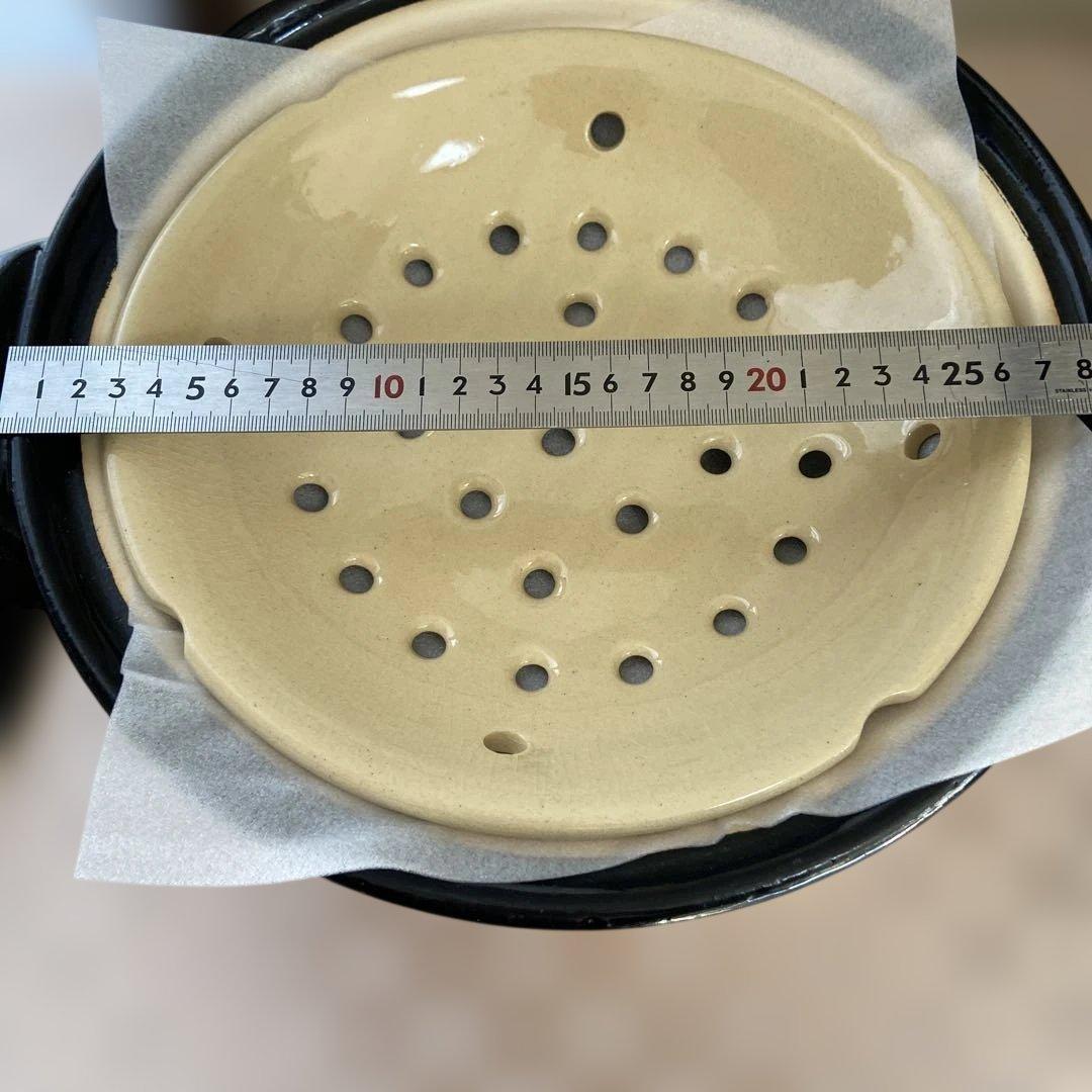 長谷園ヘルシー蒸し鍋　土鍋黒　さくらんぼ