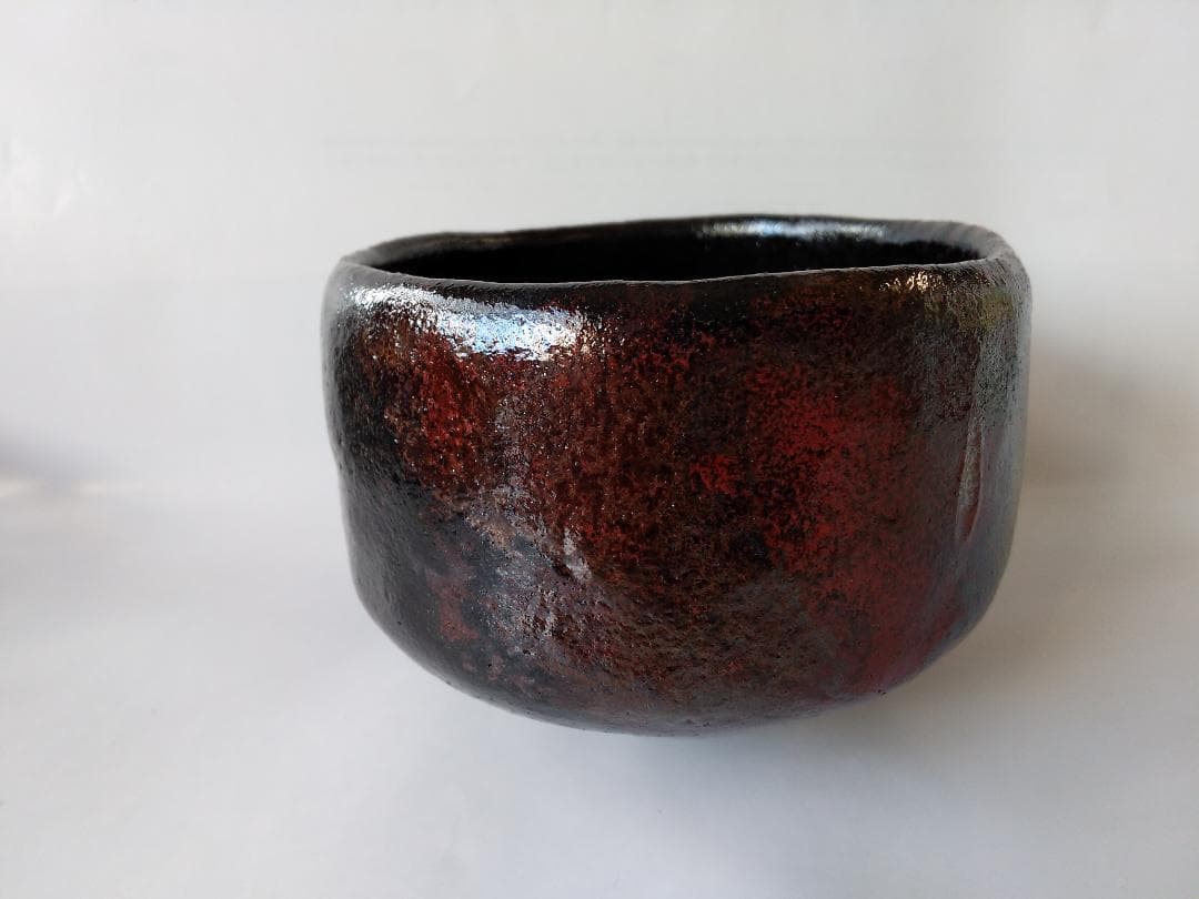 小西平内焼 太閤窯 原田聖龍 朱彩 黒茶碗 共箱 茶碗 茶道具 抹茶碗 新品