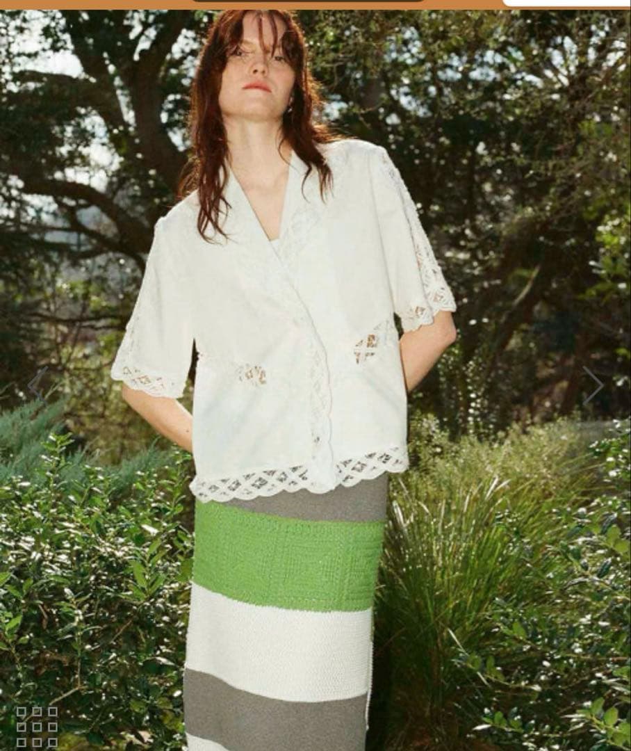 アダムエロペ　サステナブル バテンレースコンビシャツ