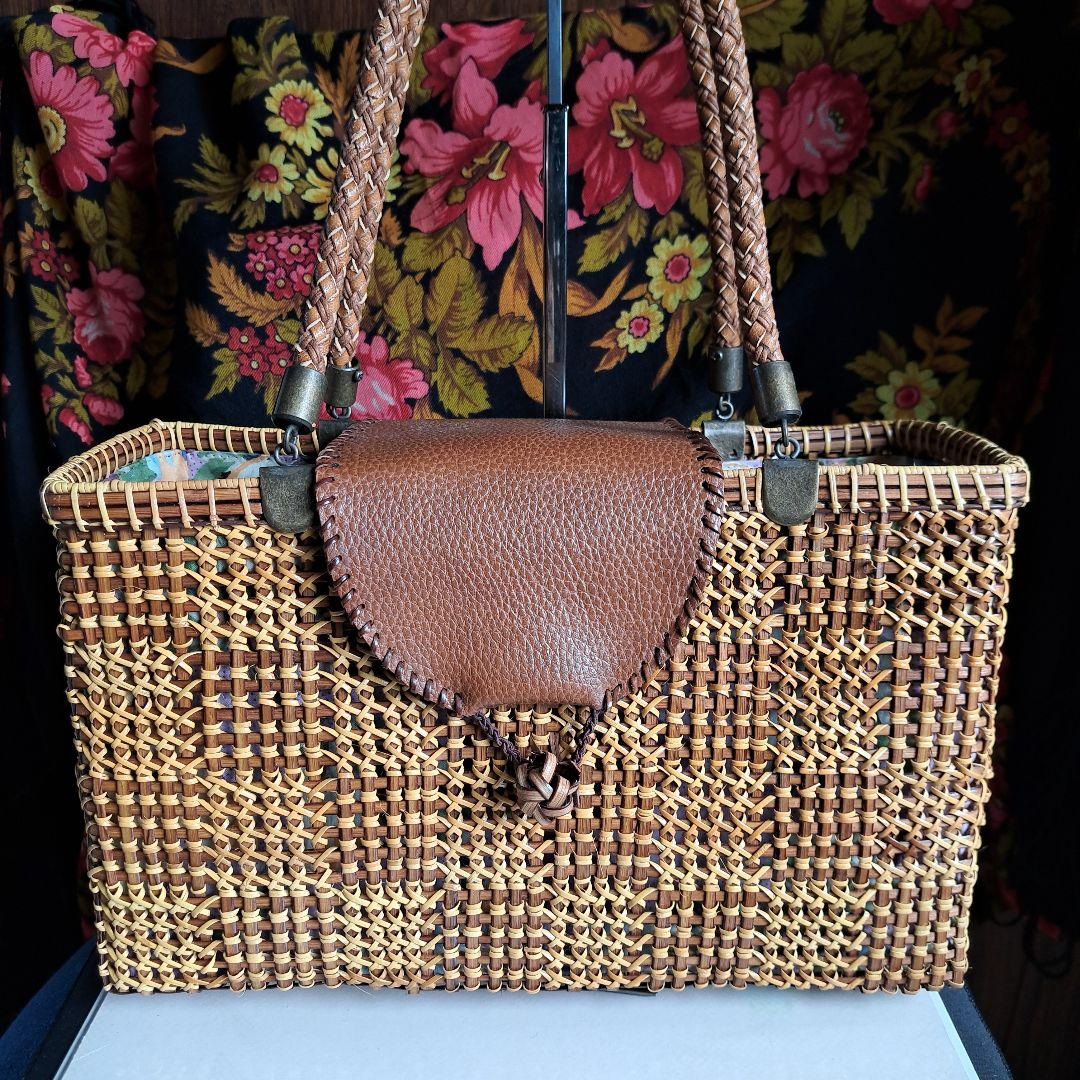 ハンドメイド 籐 籐バッグ かごバッグ ハンドバッグ