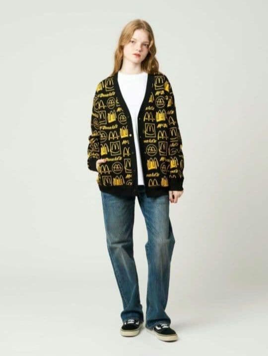 マクドナルドの思い出｜ジャカードVネックカーディガン 男女兼用XL 新品