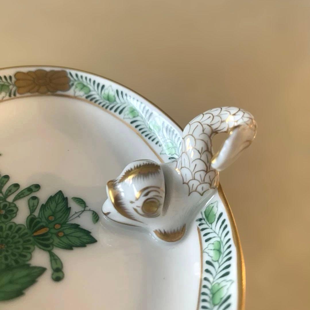 ヘレンド　アポニーグリーン　ミニ　トレイ　トレー　小皿　カードスタンド