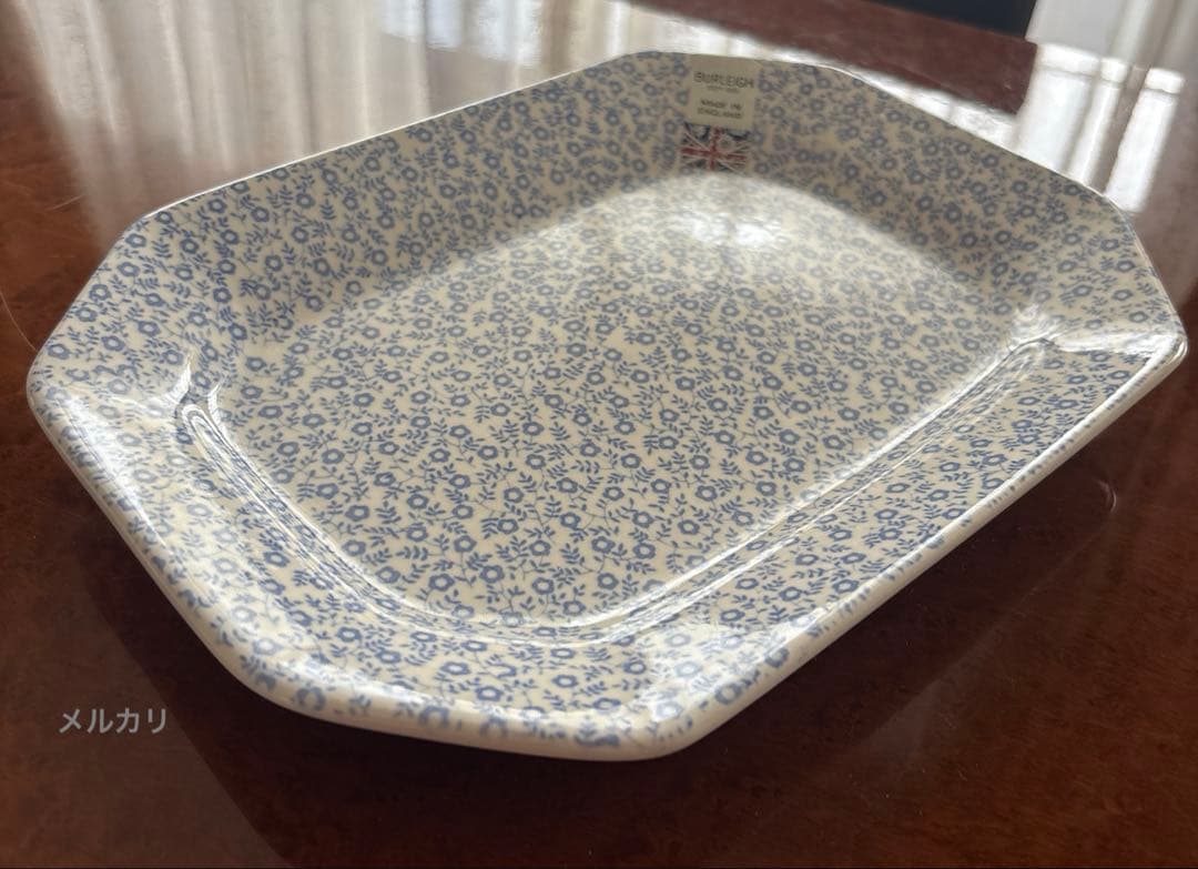 新品　BURLEIGH ブルーフェリシティ スクエアディッシュ　25cm