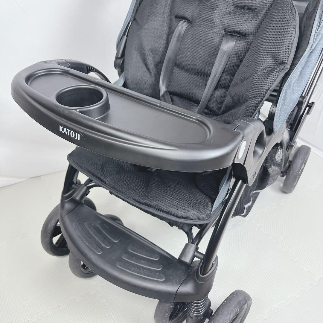 【美品】KATOJI ベビーカー 二人でゴーDX（デニム）二人乗りベビーカー