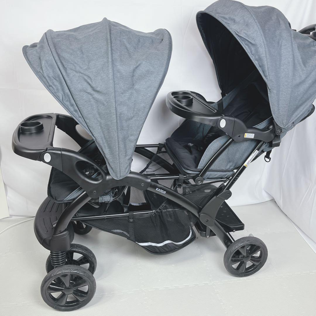 【美品】KATOJI ベビーカー 二人でゴーDX（デニム）二人乗りベビーカー