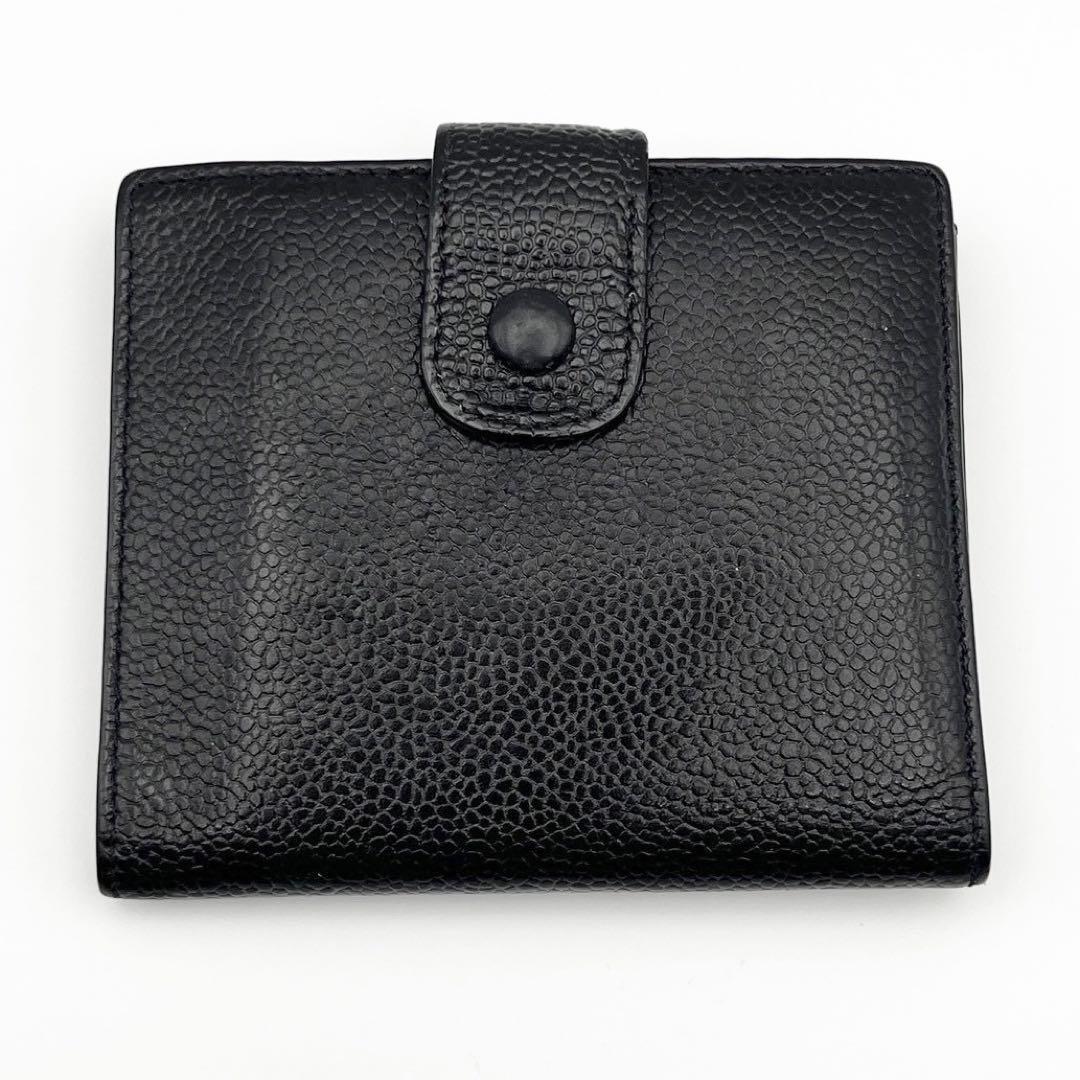 CHANEL シャネル Wホック 二つ折り財布 キャビアスキン ココマーク