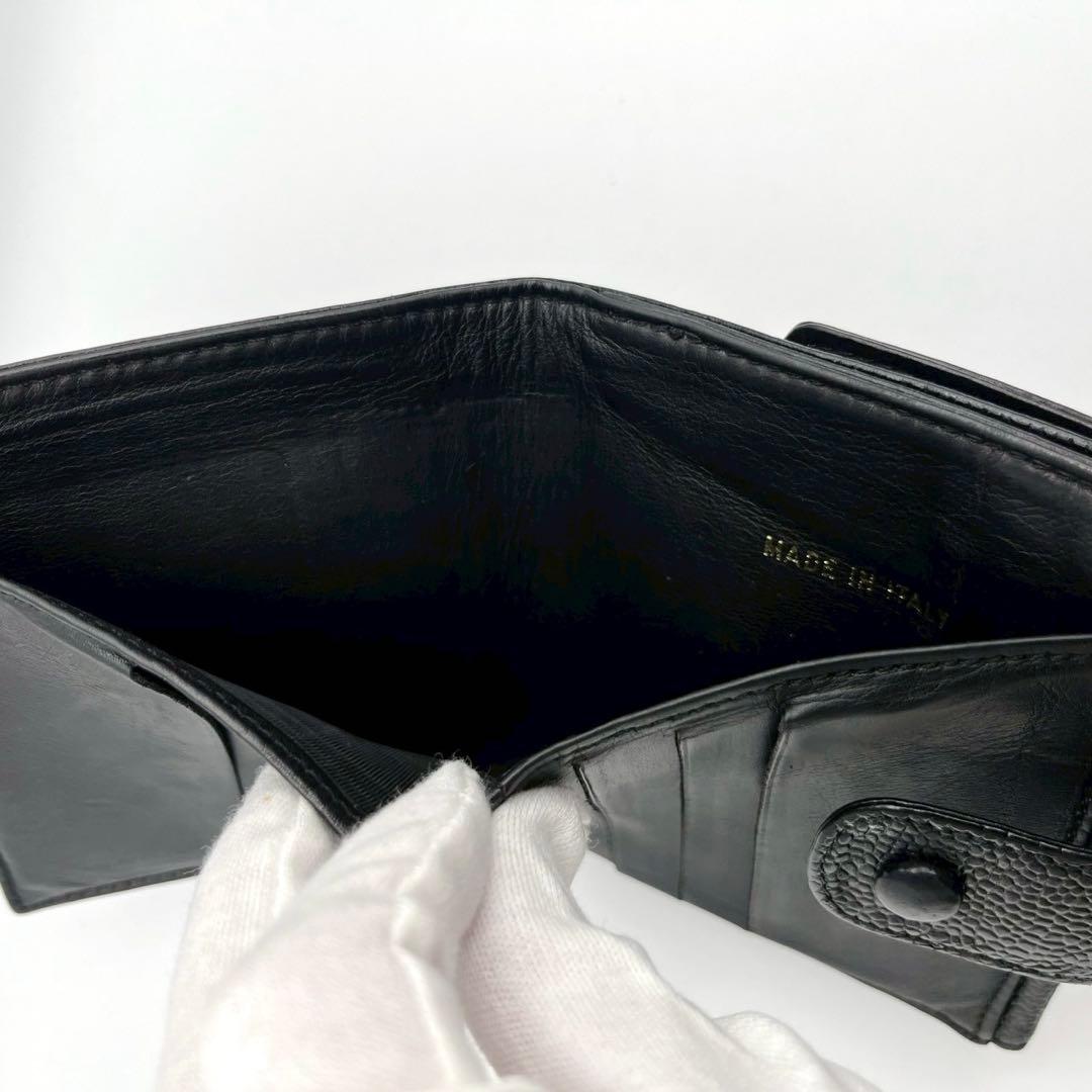 CHANEL シャネル Wホック 二つ折り財布 キャビアスキン ココマーク