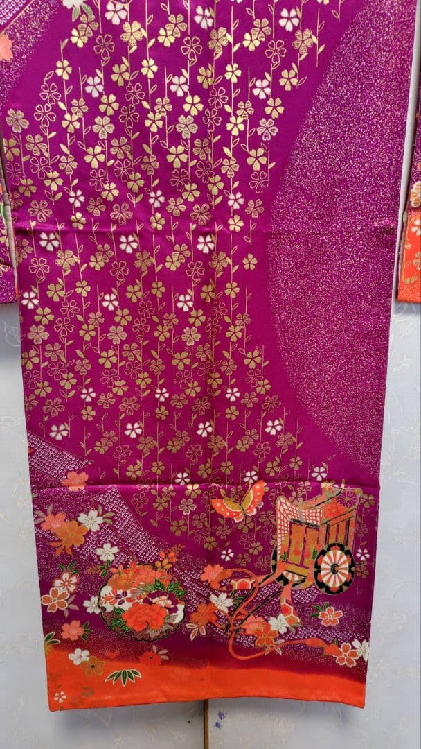 RK551子供着物7歳前後用着丈135センチ裄丈55センチ正絹めちゃくちゃ綺麗