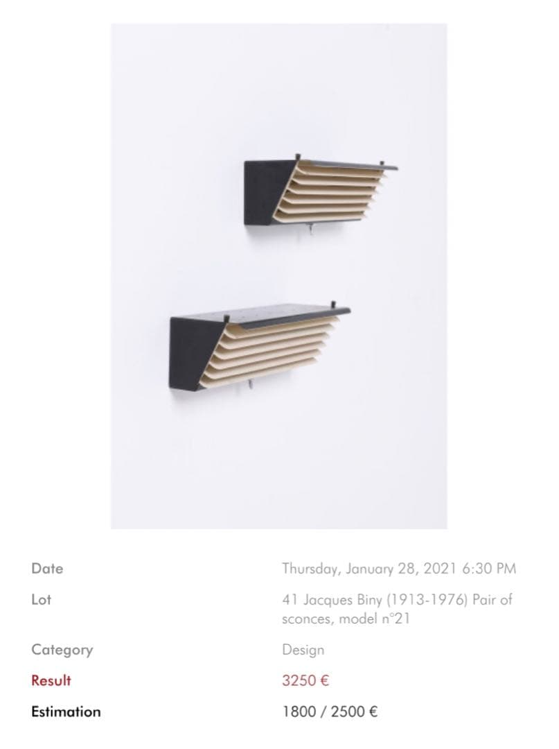 koro　ジャック・ビニー ウォールランプ2台　検）プルーヴェ ペリアン