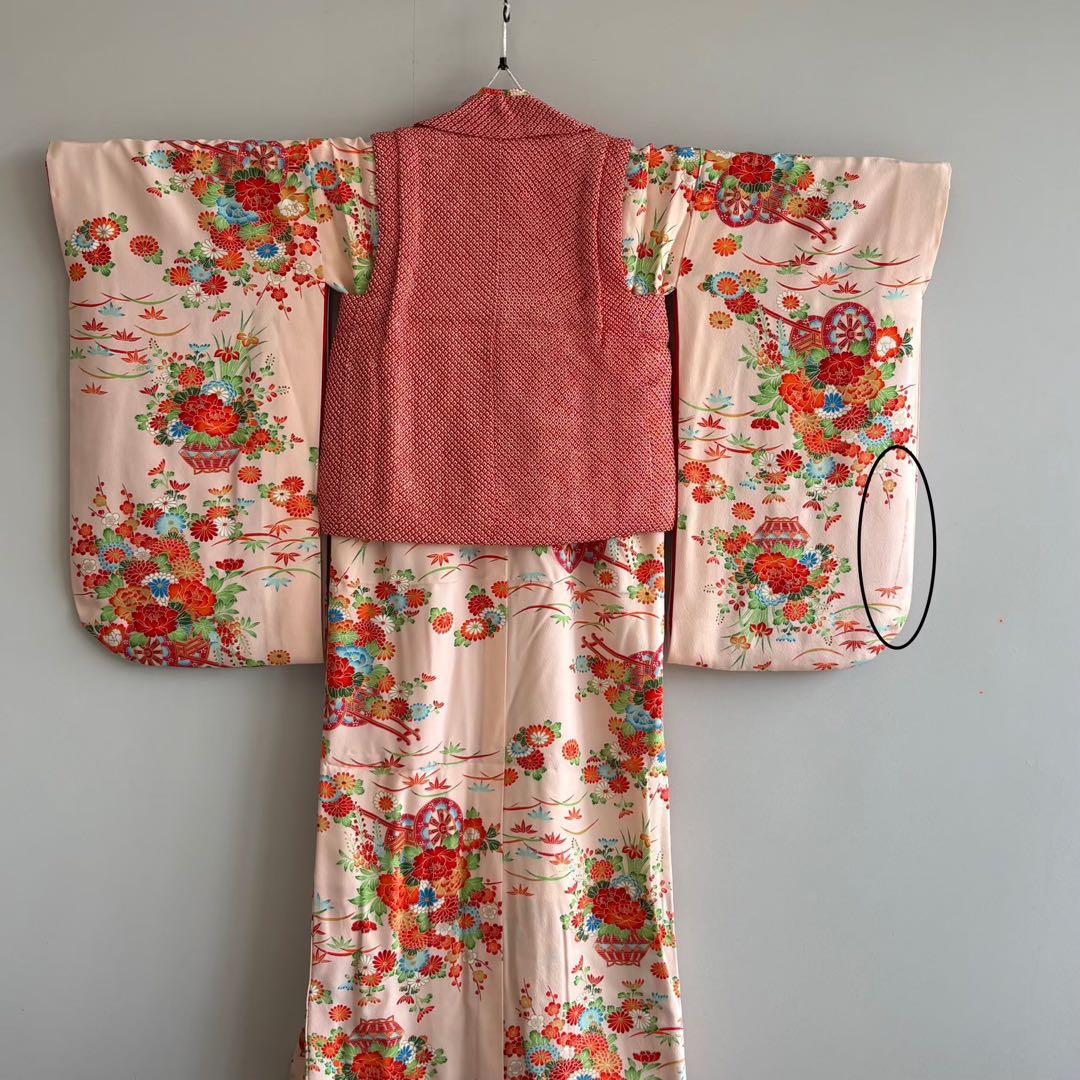 アンティーク　フルセット　七五三　３歳女の子　ピンク　絞り被布　小物　7050