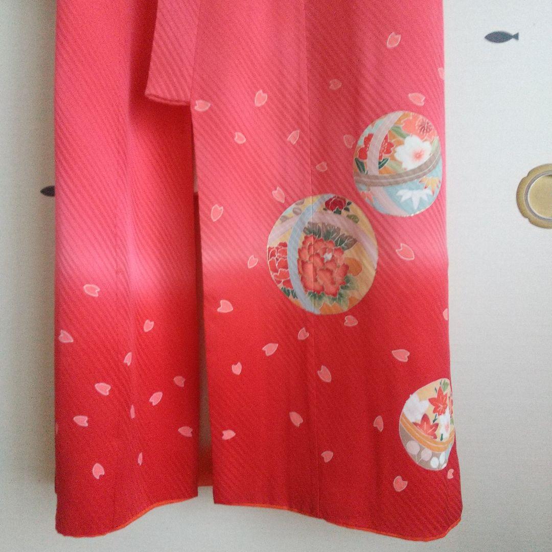 七五三 七歳 正絹着物 帯付き 長襦袢半襟付き かんざし