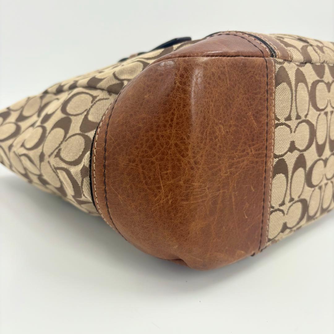 COACH コーチ シグネチャー トートバッグ 茶 キャンバス レザー　842