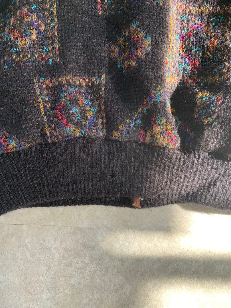 Euro vintage 70s ニットジャケット Wool leather