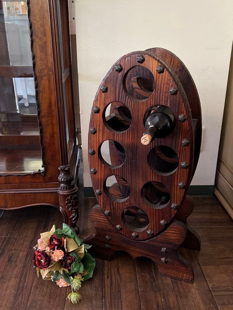 k232r119 木製ワインホルダー ワインラック 樽型 8本収納 ヴィンテージ