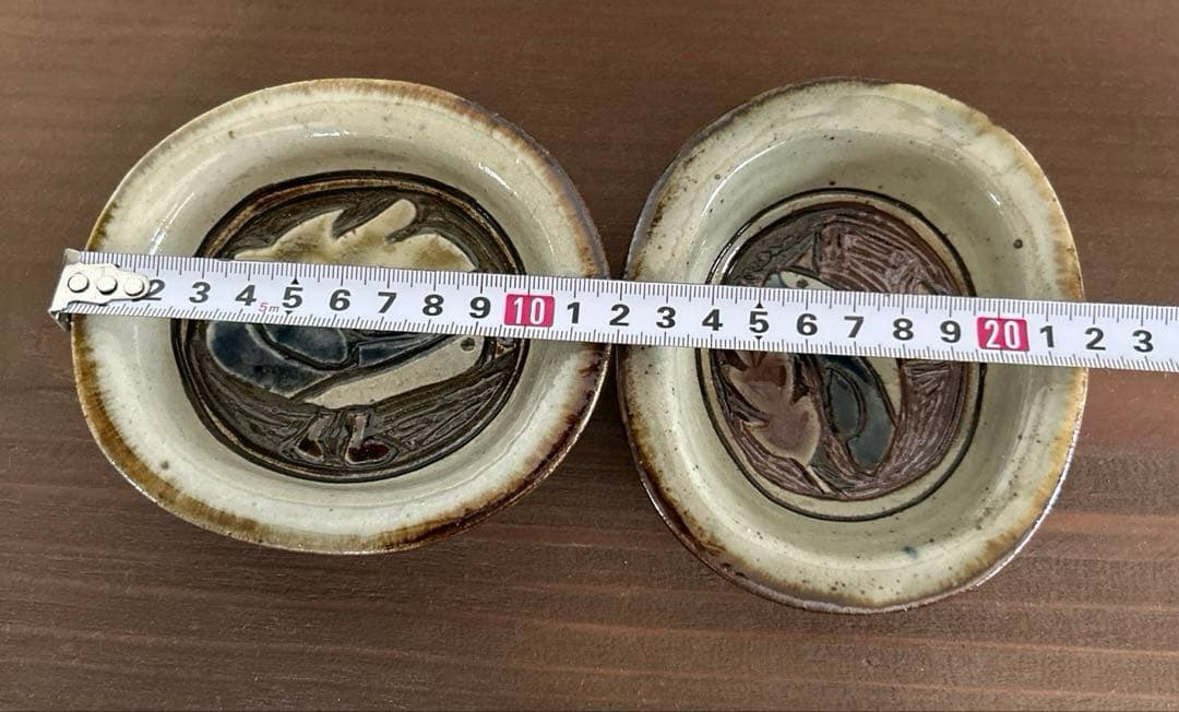 No.92 掻き落とし 楕円皿　大小セット　シロハラクイナ　やちむん