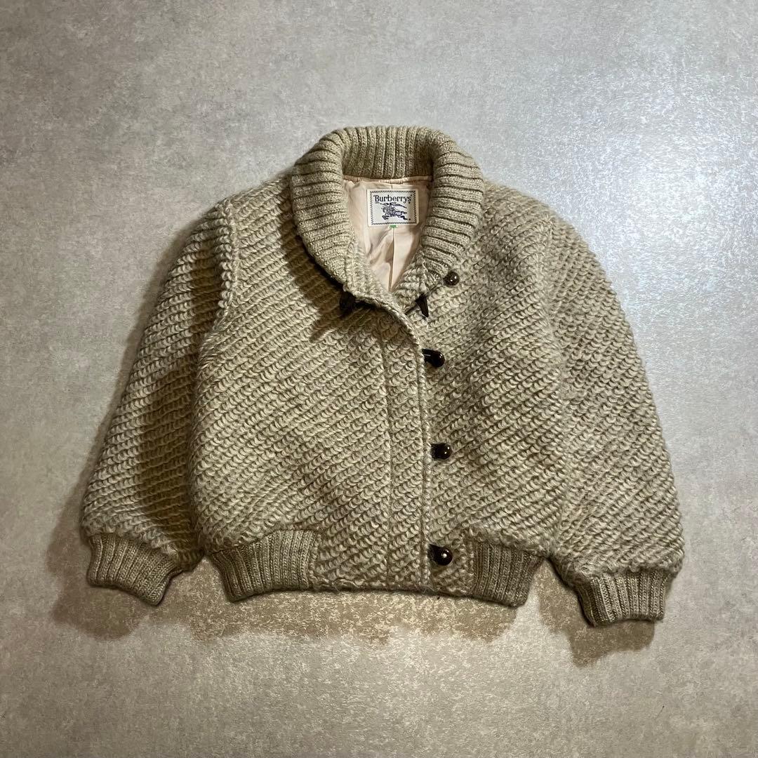 Burberry ウールカーディガン 編み込み ブルゾン ベージュ バーバリー
