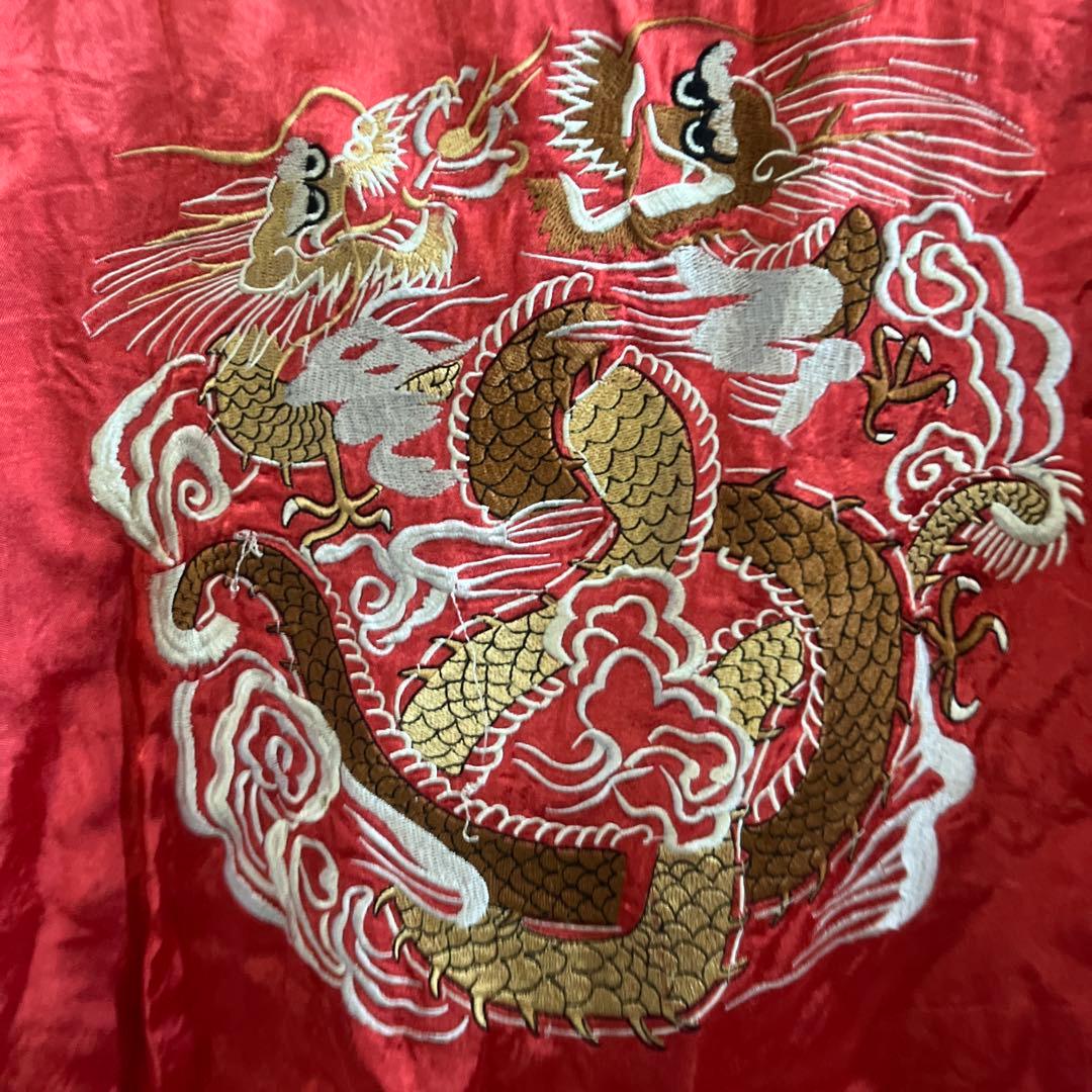 最終　空(ku USA) スカジャンネイビー✖️レッドリバーシブル　ベロア