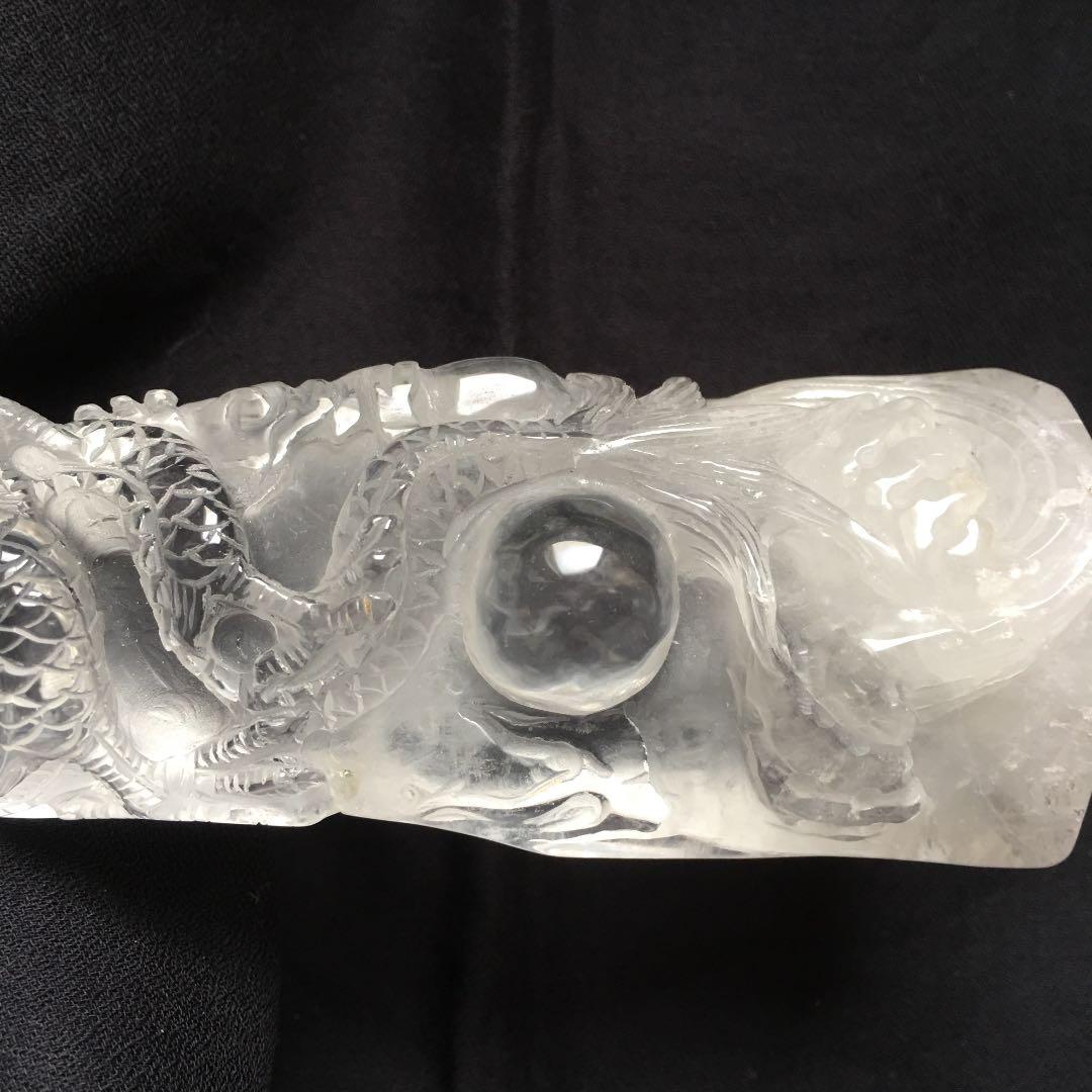 天然石 水晶  龍　彫刻　昇り龍　縁起物